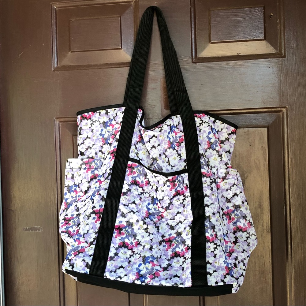Giant Floral Mesh Tote w/ three extra pockets